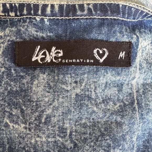 Retro LOVE GENERATION Acid-wash Denim Poncho - Picture 9 of 12